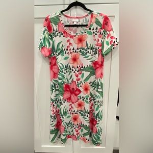 Small LulaRoe Jessie w/ pockets. Scuba Fabric. Tropical. EUC